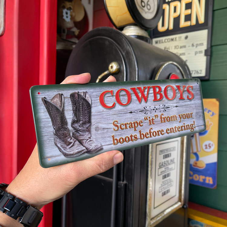 【メール便発送】ティンプレート（S) COWBOYS (Boots) 縦9×横27cm ブリキ看板 インテリア アメリカ雑貨
