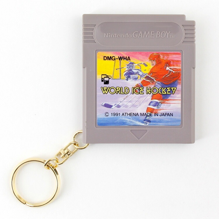 【メール便発送】ジャンク ゲームソフト キーホルダー 「WORLD ICE HOCKEY ワールドアイスホッケー」 カセットサイズ：縦6.5×横5.8×厚さ0.8cm プラスチック製 リング ゲームボーイ GAME BOYゲームボーイカセットをリメイク！ Gameboy ジャンクカセット