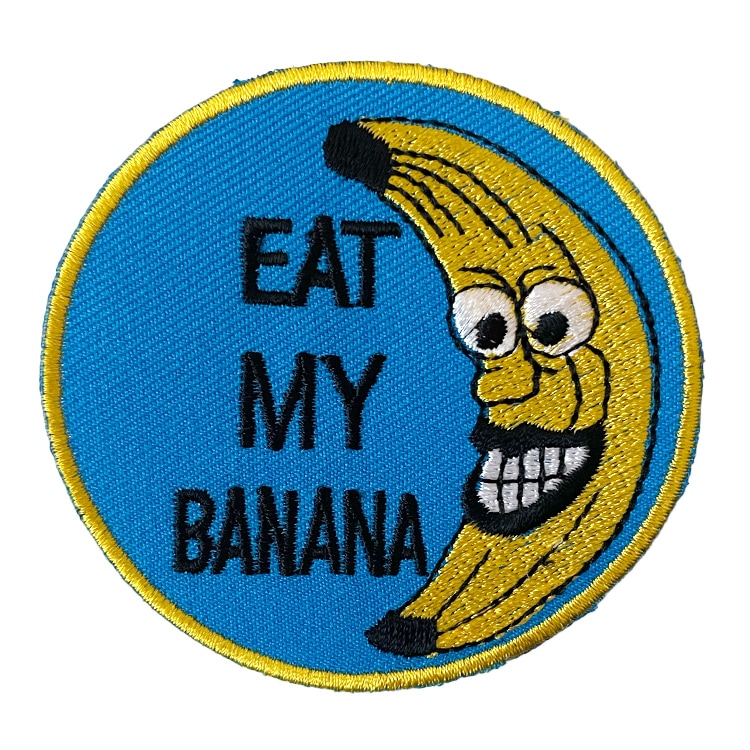 【メール便発送】ワッペン EAT MY BANANA 縦7.5×横7.4cm コットン製 アイロンパッチ アイロン 大人向け パッチ 海外 アレンジ かっこいい アメリカン雑貨アイロンで手軽につけられる刺繍ワッペン。