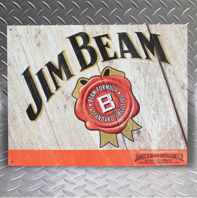 ブリキ 看板 ティンプレート JIM BEAM ジンビーム H31.8×W40.5cm