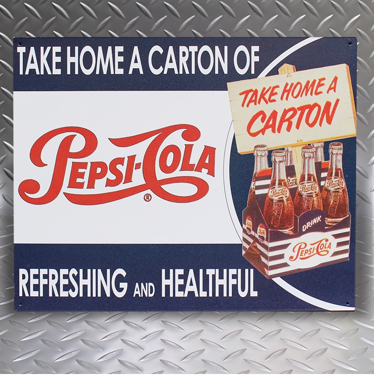 ブリキ 看板 ティンプレート PEPSI COLA TAKE HOME A CARTON H30.5