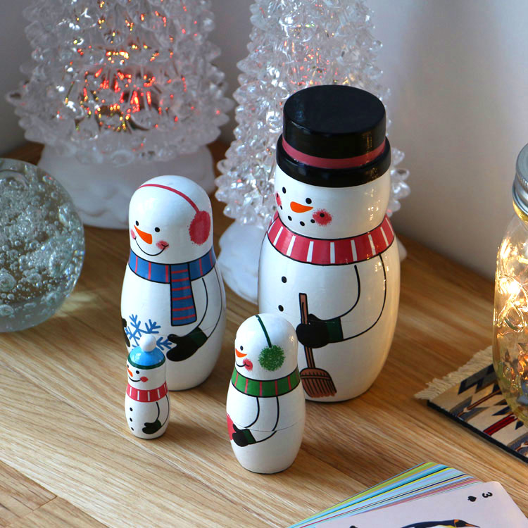 置物 マトリョーシカ スノーマンファミリー クリスマス オブジェ