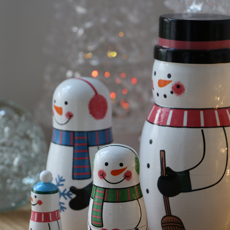 置物 マトリョーシカ スノーマンファミリー クリスマス オブジェ