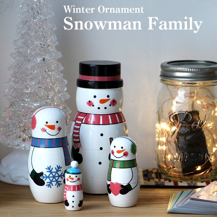 置物 マトリョーシカ スノーマンファミリー クリスマス オブジェ