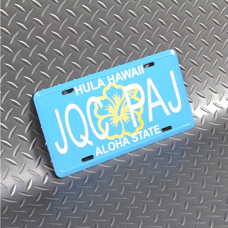 【メール便発送】 CMプレート ハワイアン JQC PAJ ブルー 縦15.3×横30.3cm ナンバープレート型 インテリア 看板 アルミ製 アメリカン雑貨