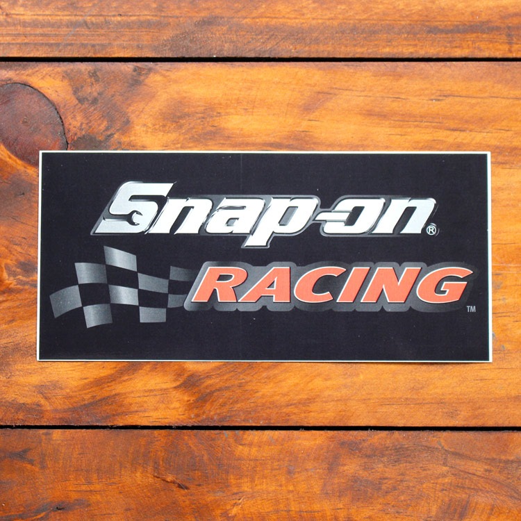 【メール便発送】ステッカー 車 かっこいい スナップオン 黒四角 SNAP-ON RACING 縦8.2×横17.6cm Snap-on シール デカール アメリカ雑貨 アメリカン雑貨アメリカを代表する工具メーカーのオフィシャルデカール。