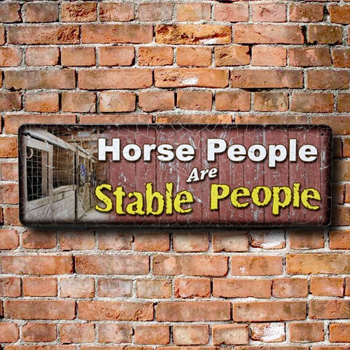 【メール便発送】ティンプレート（S) Horse People Are Stable People 縦9×横27cm ブリキ看板 インテリア アメリカ雑貨