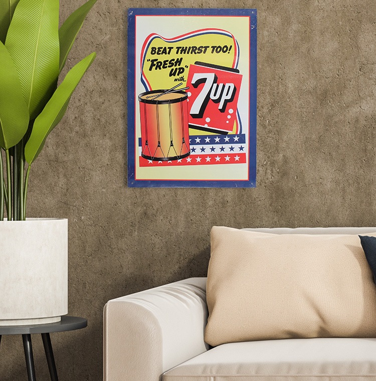 ブリキ 看板 ティンプレート 7UP Fresh Up セブンアップ H44×W31.8cm