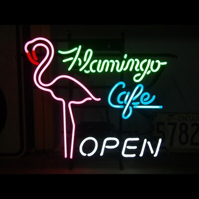 ネオンサイン ＜FLAMINGO CAFE フラミンゴカフェ＞ サイズ：H47×W52cm
