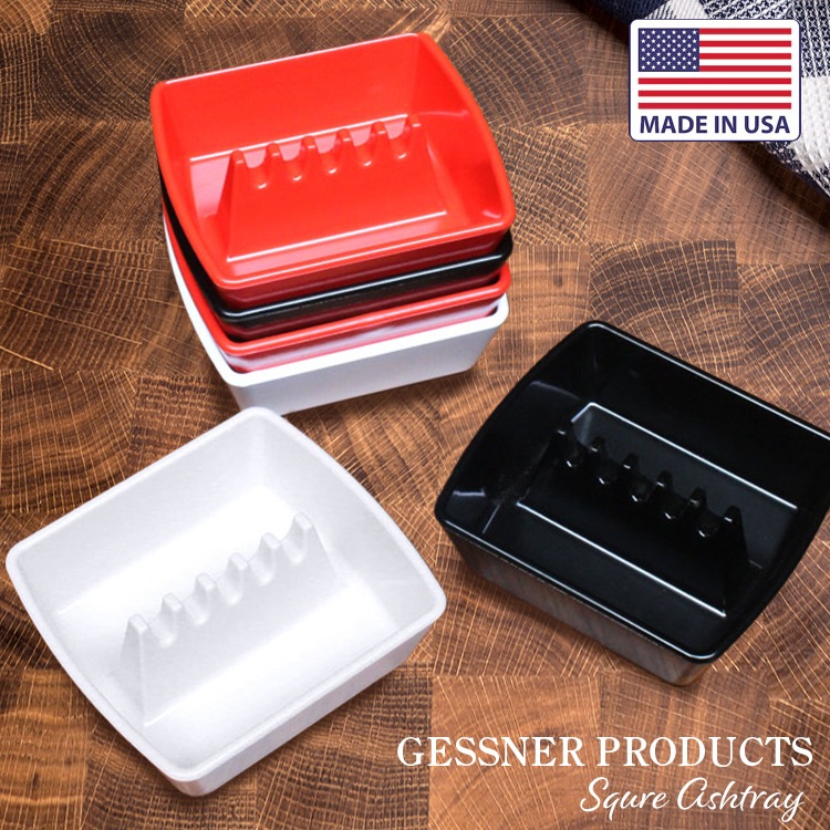シンプルでオシャレなアッシュトレー。灰皿 GESSNER PRODUCTS スクエアアシュトレー GES-LINE #351 高さ3.8cm × 横10.5cm × 奥行8.6cm シンプル かっこいい メラミン灰皿 アメリカ製