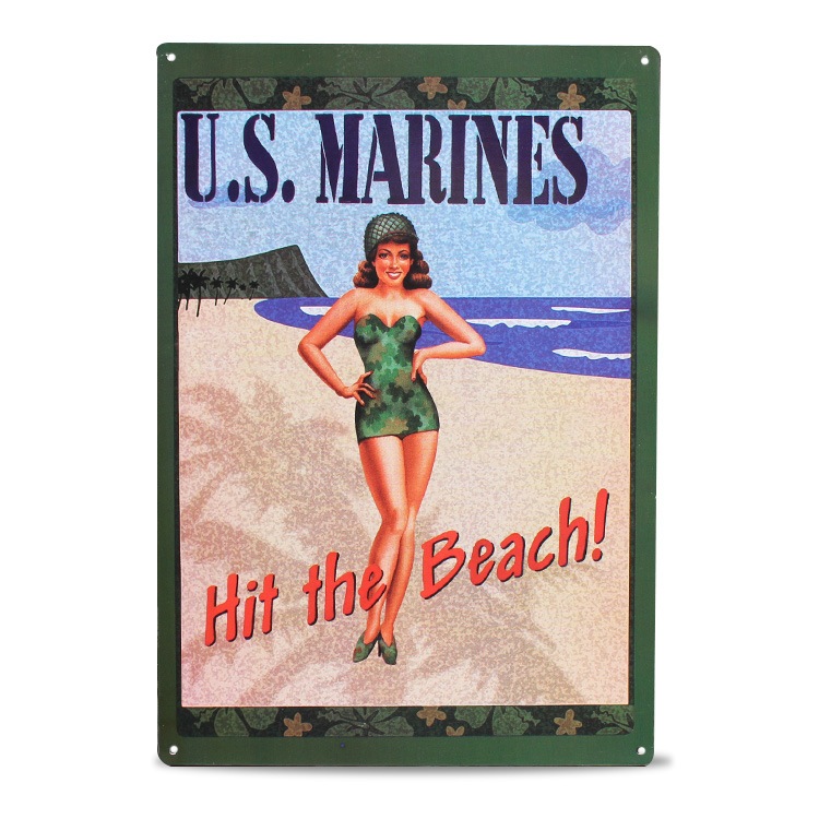 ブリキ 看板 ティンプレート J U.S.MARINES ユーエス マリンズ H43×W29
