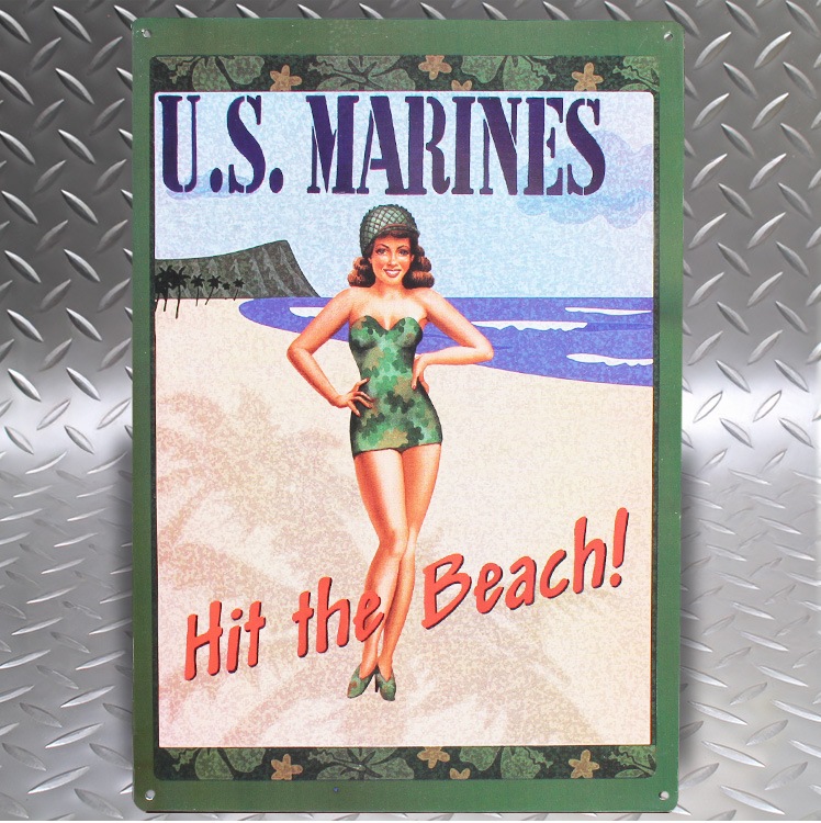 12点　ゆうこりん様　ジョングク ブリキプレート ブリキ 看板 ティンプレート J U.S.MARINES ユーエス マリンズ H43×W29