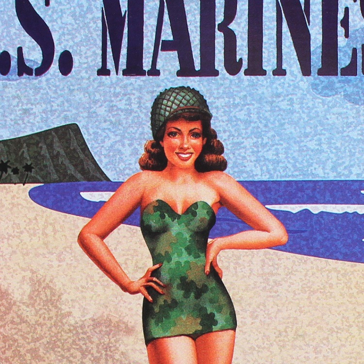 ブリキ 看板 ティンプレート J U.S.MARINES ユーエス マリンズ H43×W29