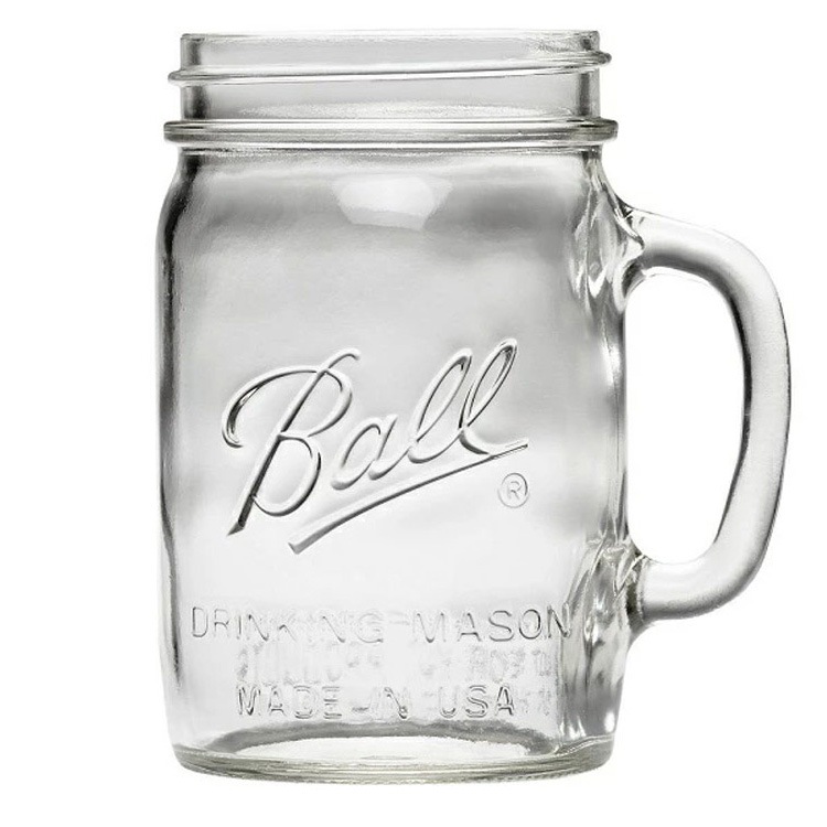 ドリンクマグ Ball ボール ドリンキング メイソンジャー 16oz 473ml ドリンクマグ レギュラーマウス ガラス製 取っ手付き Drinking Mason Jar 機能性とデザイン性を兼ね備えたアメリカのドリンクカップ。