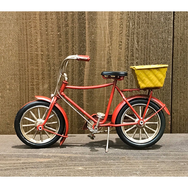 ブリキオブジェ グッドオールド 「バスケットサイクル」（レッド