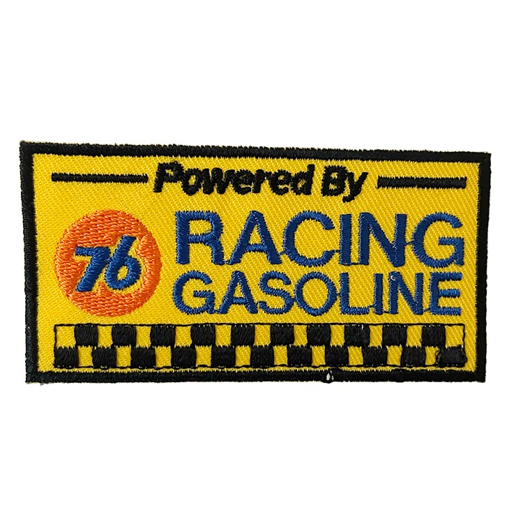 【メール便発送】ワッペン 76 RACING GASOLINE 縦4×横8cm コットン製 アイロンパッチ アイロン 大人向け パッチ 海外 アレンジ かっこいい アメリカン雑貨アイロンで手軽につけられる刺繍ワッペン。