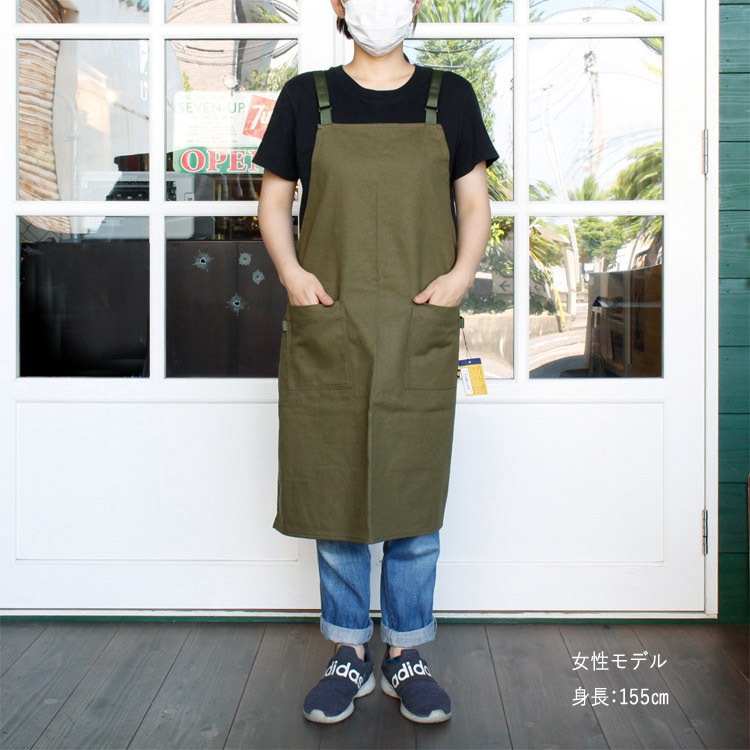 エプロン GARDEN APRON ガーデンエプロン（カーキ） 幅69x高さ82cm コットン製 胸当てエプロン ガーデニング 園芸 DIY アウトドア 作業用 男女兼用