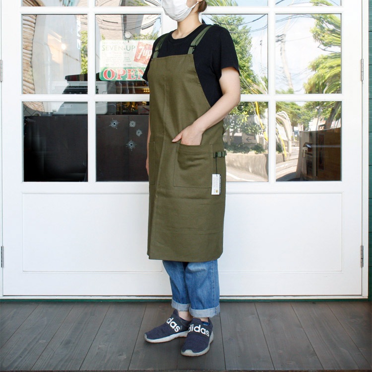 エプロン GARDEN APRON ガーデンエプロン（カーキ） 幅69x高さ82cm コットン製 胸当てエプロン ガーデニング 園芸 DIY アウトドア 作業用 男女兼用
