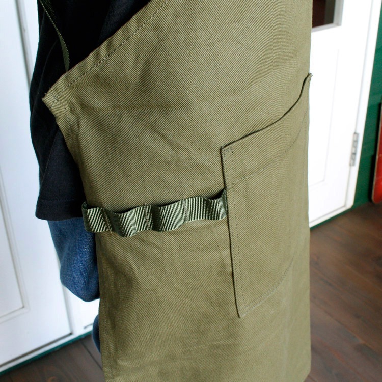 エプロン GARDEN APRON ガーデンエプロン（カーキ） 幅69x高さ82cm コットン製 胸当てエプロン ガーデニング 園芸 DIY アウトドア 作業用 男女兼用