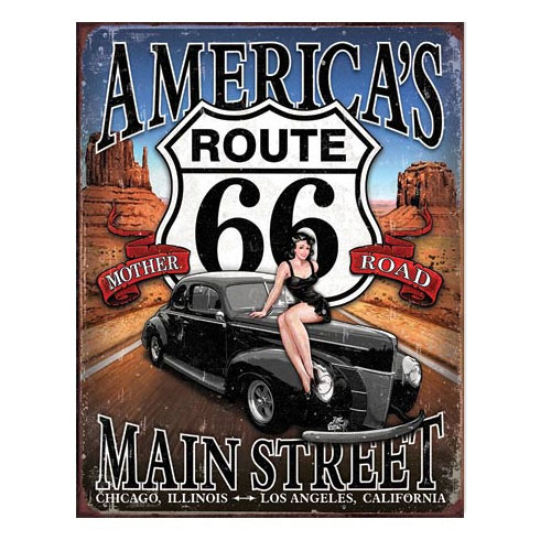 メタルサイン 「Route 66 - America's Main St」 #1957 ルート66