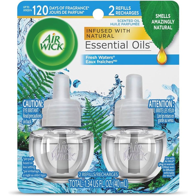 芳香剤 コンセント式 エアウィック オイル芳香剤 フレッシュウォーター 20ml×2Pパック（詰替えボトル） AIR WICK 日用品 アメリカ雑貨香りの広がりが素晴らしいコンセント式芳香剤！