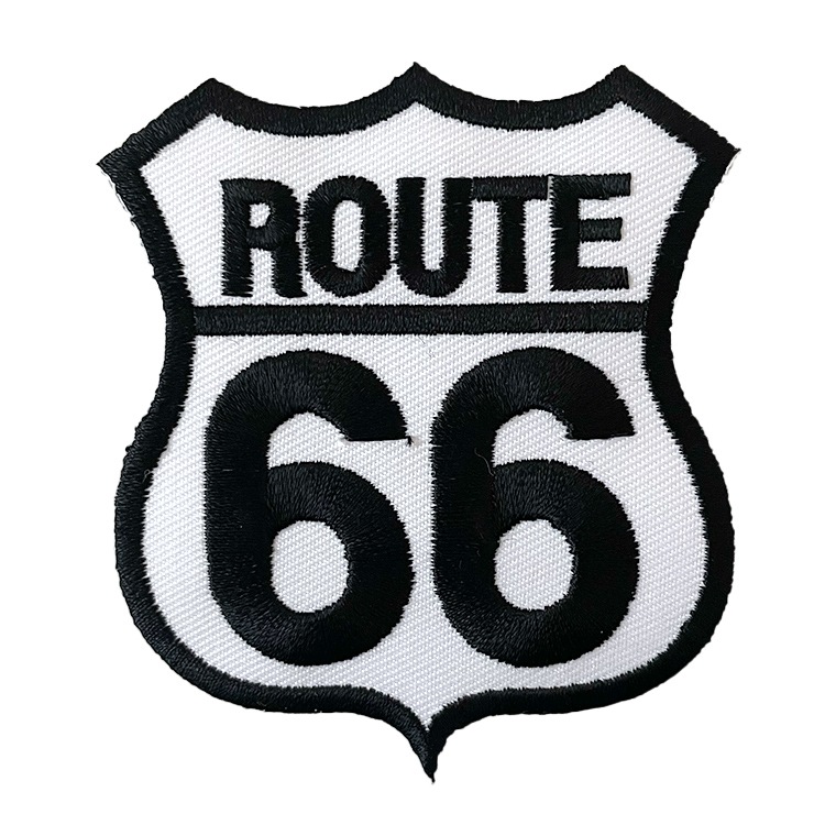【メール便発送】ワッペン Route 66 縦8×横7cm コットン製 アイロンパッチ アイロン 大人向け パッチ 海外 アレンジ かっこいい アメリカン雑貨アイロンで手軽につけられる刺繍ワッペン。