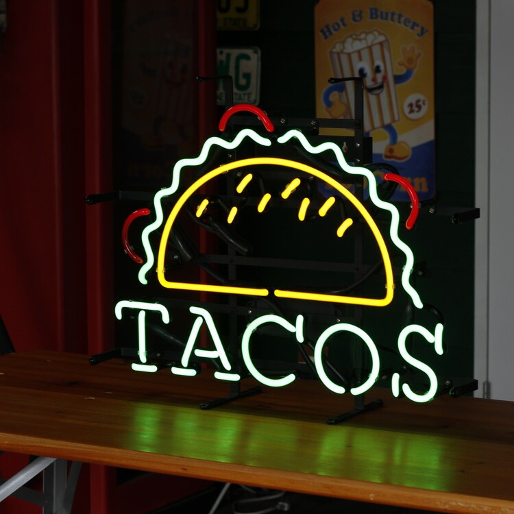 アメリカンネオンサイン TACOS タコス 縦45×横58cm 店舗装飾