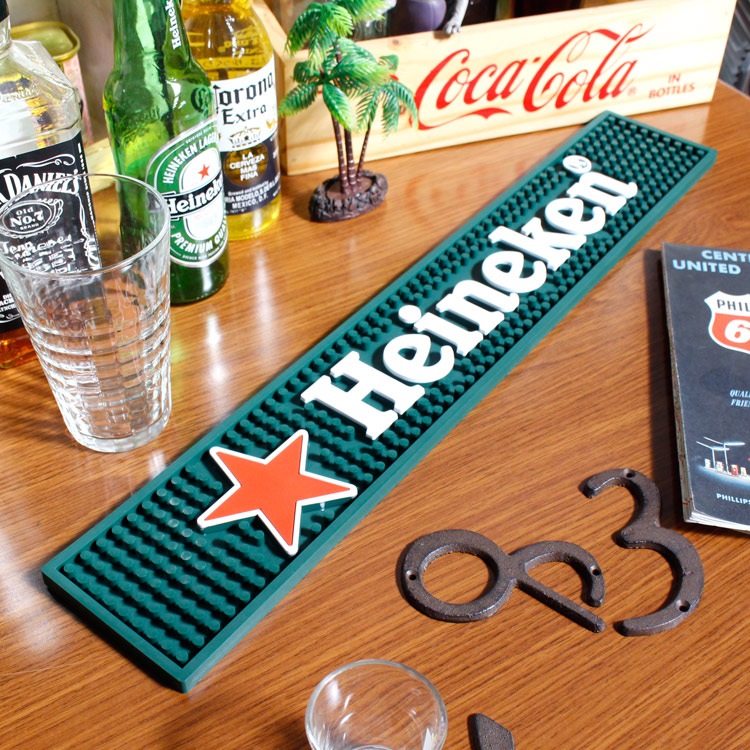 バーマット「Heineken ハイネケン」（横長） ビール カクテル BAR GOODS バーグッズ アメリカ雑貨 アメリカン雑貨