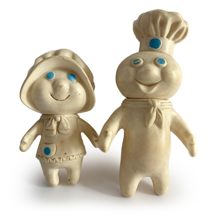 フィギュア ヴィンテージドール ピルズベリー ドゥボーイ 2体セットコレクション ビンテージ アメリカン雑貨 Pillsbury  Doughboy1点物のコレクティブルアイテム 