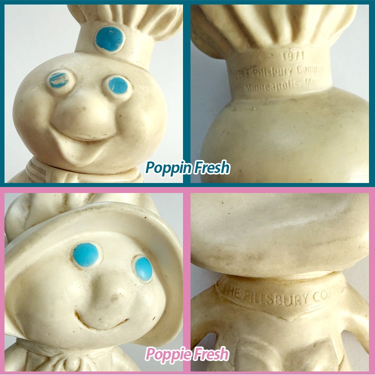 フィギュア ヴィンテージドール ピルズベリー ドゥボーイ 2体セットコレクション ビンテージ アメリカン雑貨 Pillsbury  Doughboy1点物のコレクティブルアイテム 