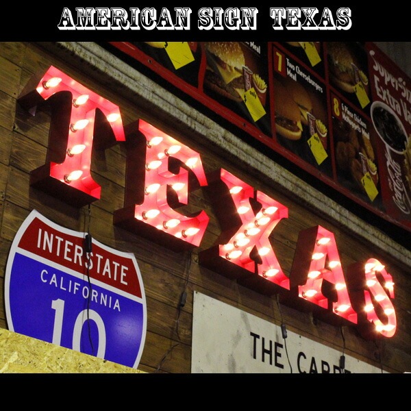 アメリカンサイン w ライト 「TEXAS」 （テキサス ） ガレージング インテリア 照明 オブジェ アメリカ  アメリカ雑貨 アメリカン雑貨