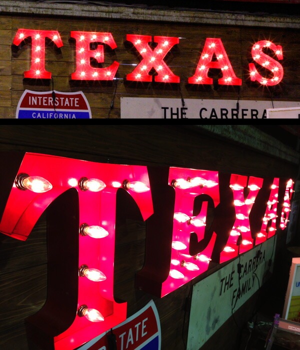 アメリカンサイン w ライト 「TEXAS」 （テキサス ） ガレージング インテリア 照明 オブジェ アメリカ  アメリカ雑貨 アメリカン雑貨