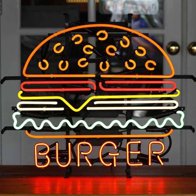 ネオンサイン BURGER ハンバーガー 店舗装飾 インテリア レストラン アメリカンネオンサイン BURGER ハンバーガー 縦51×横61cm 店舗