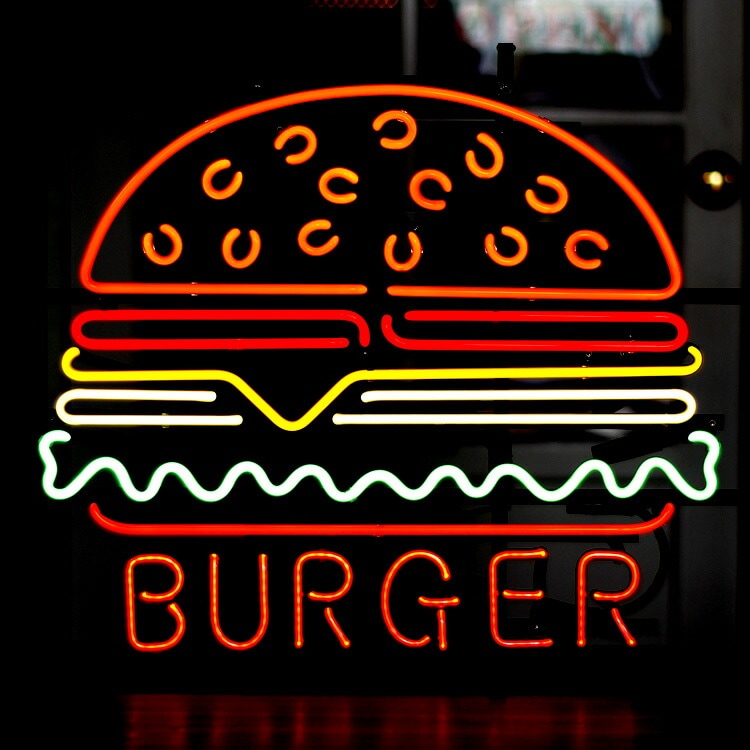 ネオンサイン BURGER ハンバーガー 店舗装飾 インテリア レストラン アメリカンネオンサイン BURGER ハンバーガー 縦51×横61cm 店舗