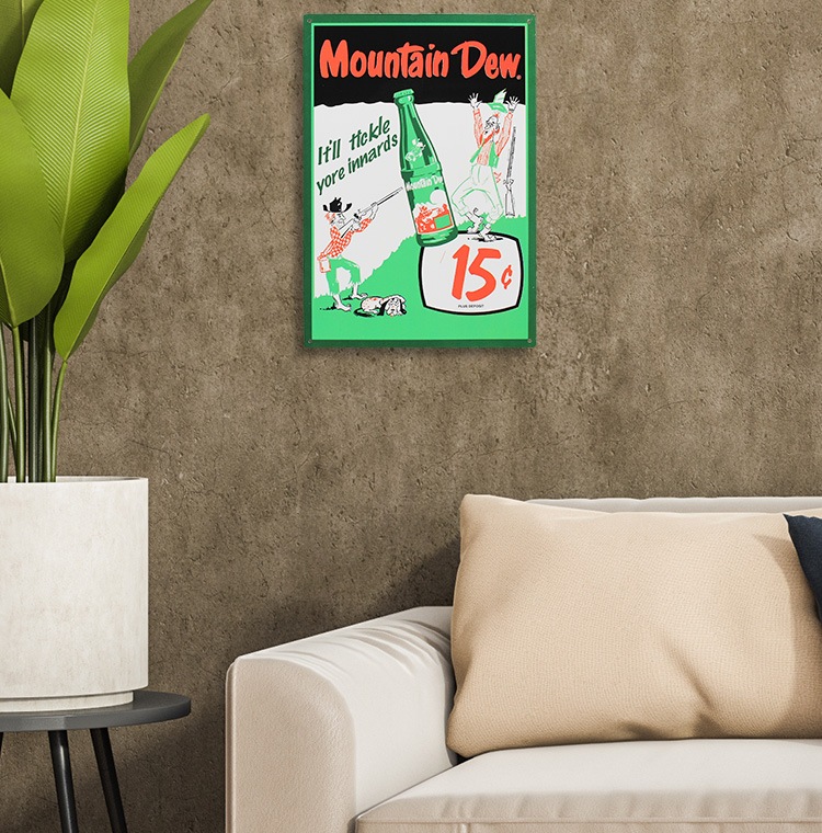 メタルサイン Mountain Dew 15￠マウンテンデュー 15セント MD-11 縦42.7×横29.8cm アメリカ製 ブリキ看板アメリカン 四角 かっこいい ヴィンテージ ビンテージ コンパクト 店舗 トイレ 玄関 リビング バー カフェ 輸入雑貨
