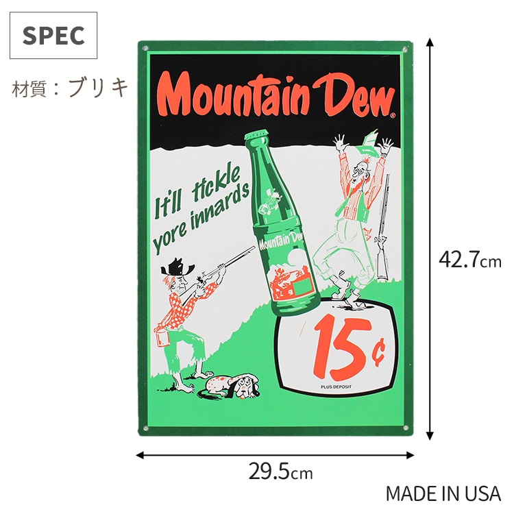 メタルサイン Mountain Dew 15￠マウンテンデュー 15セント MD-11 縦