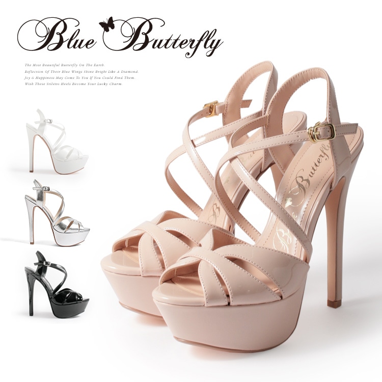 【SALE】サンダル ピンヒール プラットフォーム ヒール16cm  甲ストラップ オープントゥ ハイヒール 厚底 16cmヒール ストラップサンダル 9005