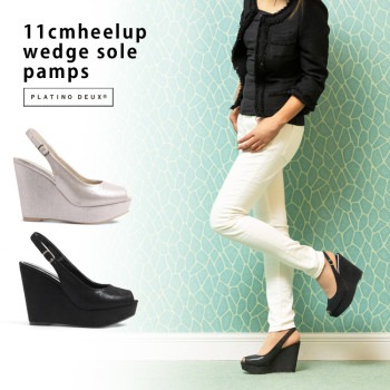 【アウトレット】 サンダル ウエッジソール ハイヒール オープントゥ  プラットフォーム バックベルト スエード ラメ パンプス バックストラップ ウエッジソール ヒール11cm Platino deux 1014