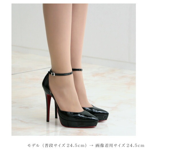 COMEX パンプス ハイヒール ポインテッドトゥ セパレート エナメル アンクルストラップ ブラック グレージュ レッド 5639
