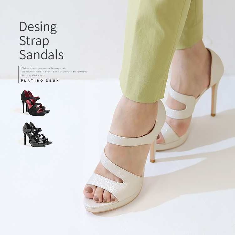 サンダル ストラップ ハイヒール ヒール11cm 2025新作 プラットフォーム 厚底 ラメ パンプス プラチナドゥ 5001