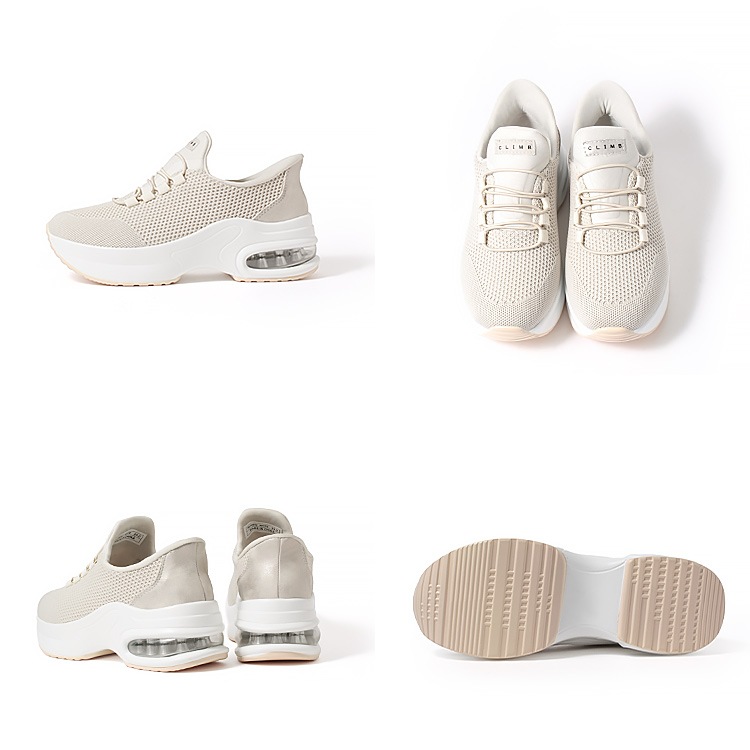 スニーカー 撥水 手を使わずに履ける スリップインシューズ 2026新作 厚底 エアーソール レースアップ ゴム紐 90952