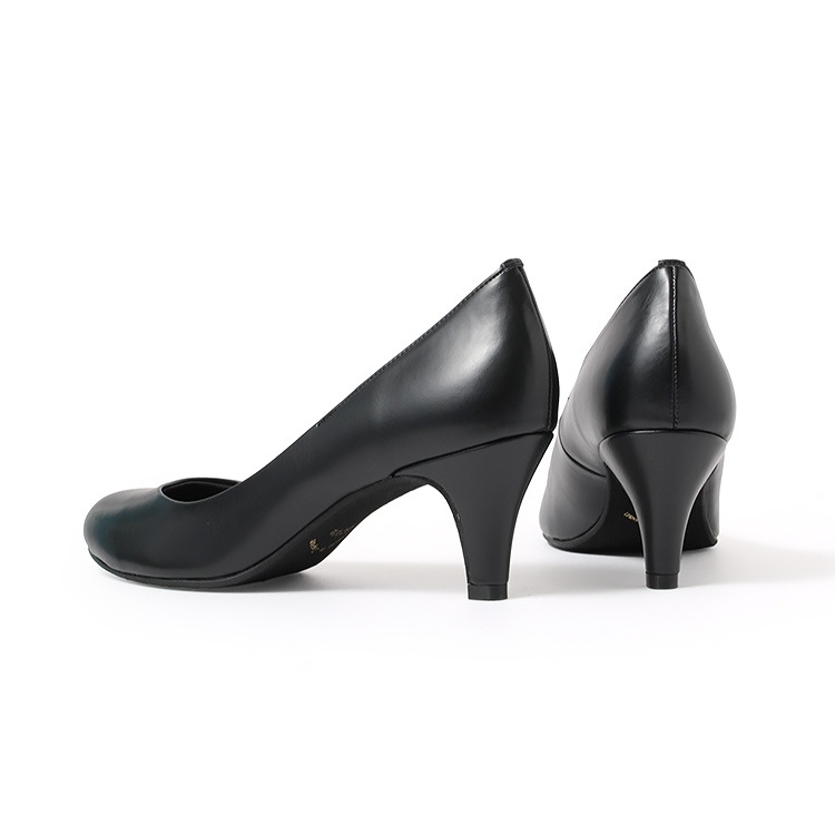 パンプス ヒール6cm 日本製 2025新作 ラウンドトゥ プレーン ビジネスパンプス 通勤 ローヒール ブラック 100