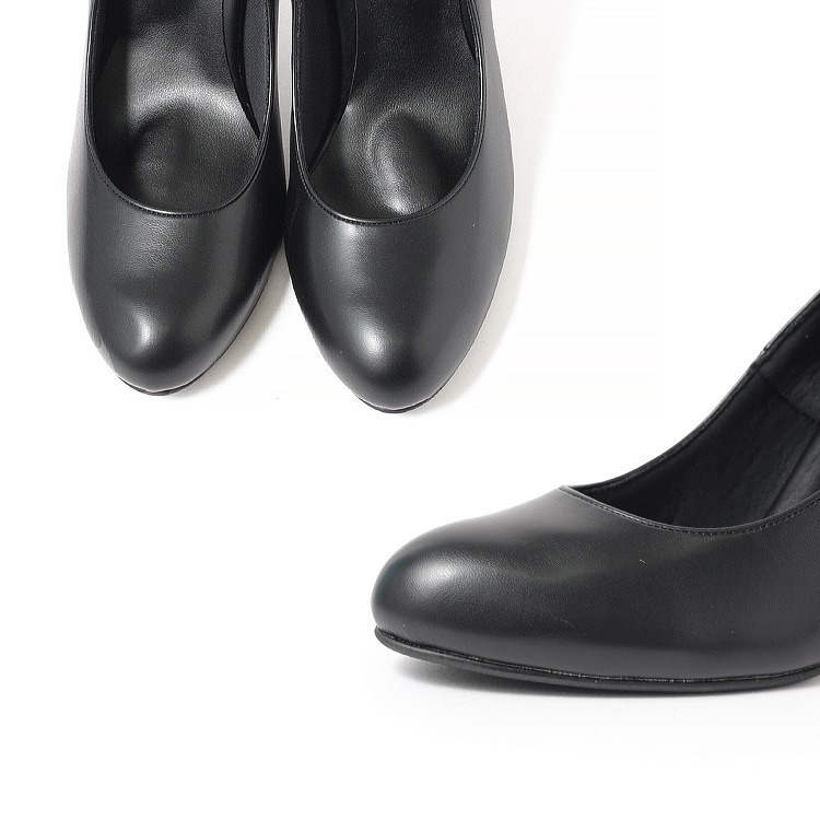 パンプス ヒール8cm 日本製 2025新作 ラウンドトゥ プレーン ビジネスパンプス 通勤 ハイヒール ブラック 800