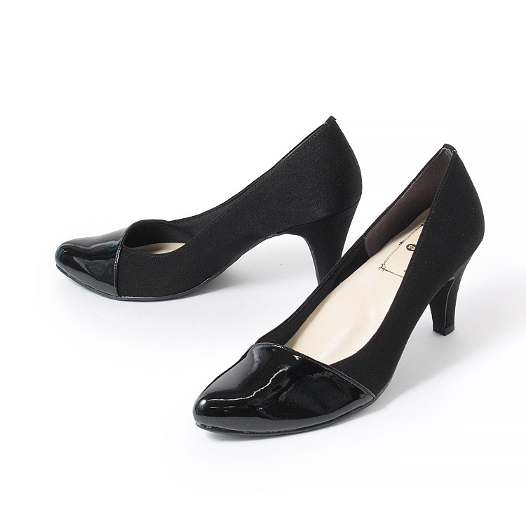 パンプス ヒール7cm 日本製 ハイヒール 2025新作  アーモンドトゥ アーチクッション 異素材コンビ 8310