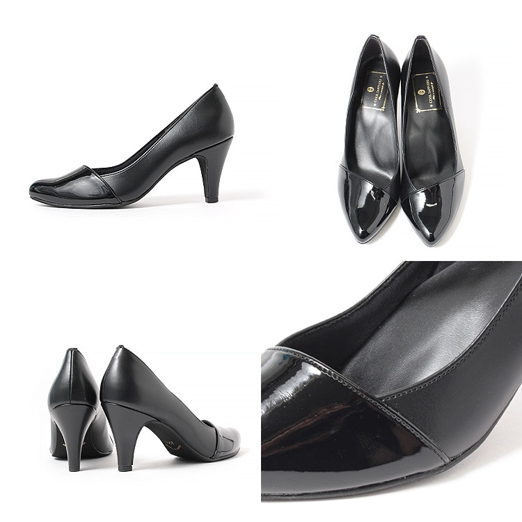 パンプス ヒール7cm 日本製 ハイヒール 2025新作  アーモンドトゥ アーチクッション 異素材コンビ 8310