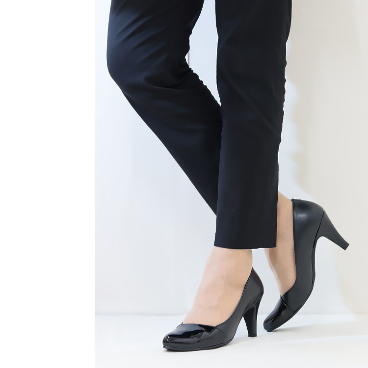 パンプス ヒール7cm 日本製 ハイヒール 2025新作  アーモンドトゥ アーチクッション 異素材コンビ 8310