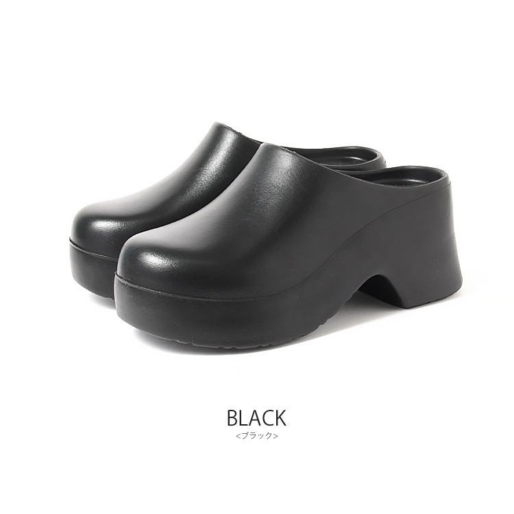 軽量 クロッグ サンダル 厚底 8cmヒール サボ ミュール スリッポン EVA ブラック 2025新作 防水 150