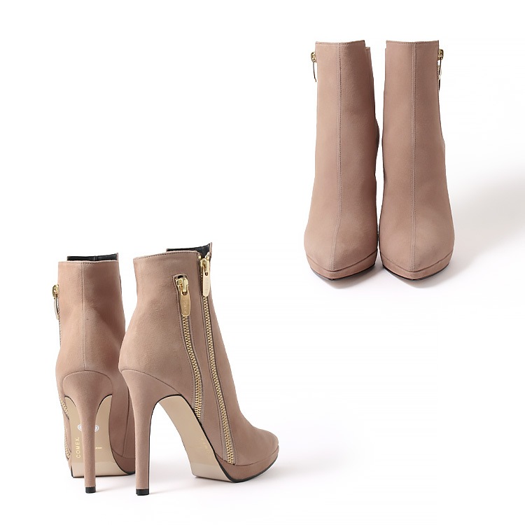 COMEX ショートブーツ ハイヒール ブーツ ポインテッドトゥ 外ファスナー コメックス 日本製 本革 ピンヒール ヒール11cm 5731