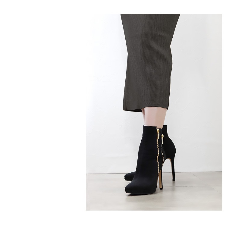 COMEX ショートブーツ ハイヒール ブーツ ポインテッドトゥ 外ファスナー コメックス 日本製 本革 ピンヒール ヒール11cm 5731