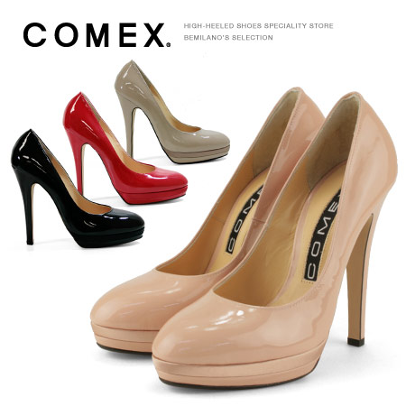 コメックス パンプス ラウンドトゥ ハイヒール ヒール13cm エナメルパンプス プラットフォーム COMEX (7193e) パンプス  靴 【送料無料】